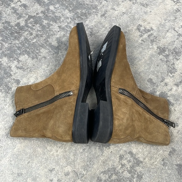 All Saints Lang Side Zip Boots Suede Tobacco Tan Sz 8 - Picture 11 of 16